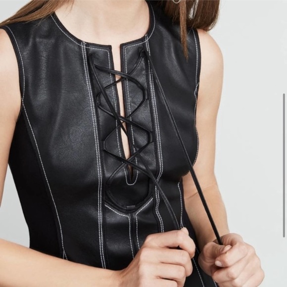 BCBG MAZAZRIA Black Faux Leather Mini Dress Size XS NWT NEW with Tags - Picture 5 of 6